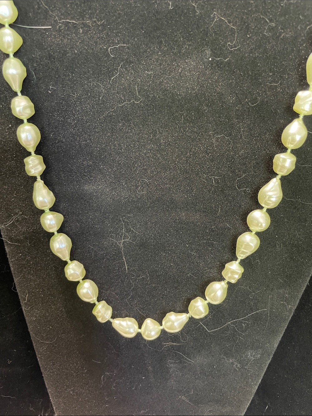 Elegant Light Green Baroque Pearl Necklace. 24”